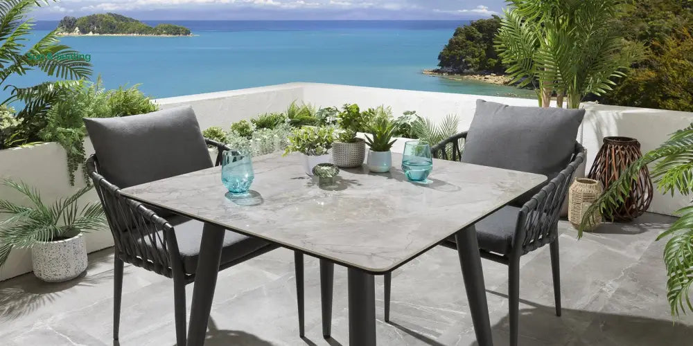 Pepita Outdoor Patio Seating Set 2 Chairs and 1 Table Set Braided &amp; Rope Coffee Table Sets