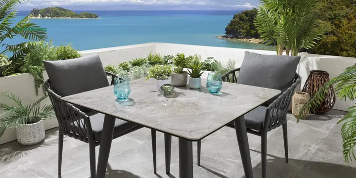 Pepita Outdoor Patio Seating Set 2 Chairs and 1 Table Set Braided &amp; Rope Coffee Table Sets