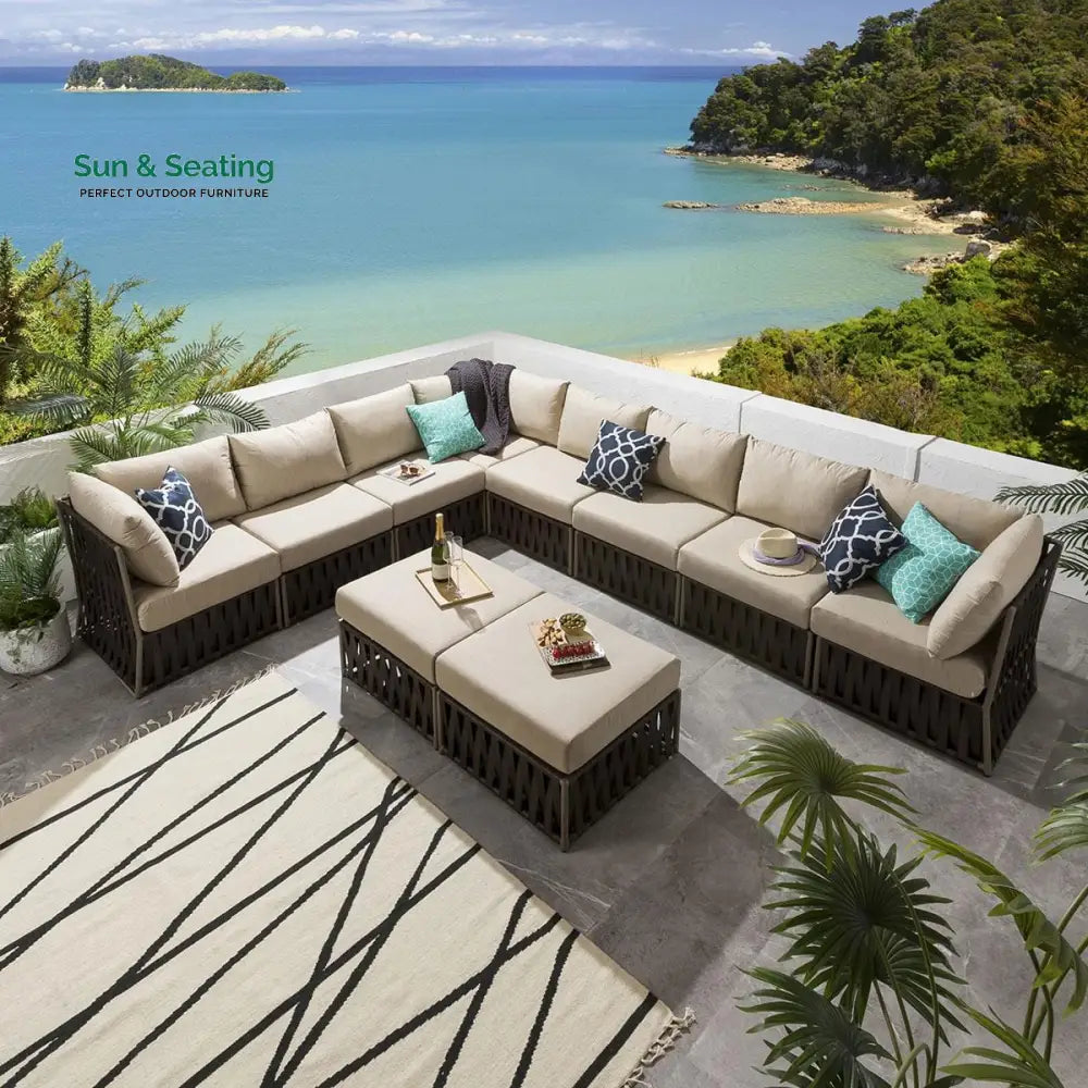 Pepito Outdoor Sofa Set 8 Seater 2 Ottoman Set (Brown) Sofa Sets