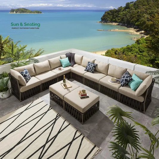 Pepito Outdoor Sofa Set 8 Seater 2 Ottoman Set (Brown) Sofa Sets