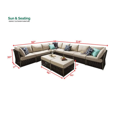 Pepito Outdoor Sofa Set 8 Seater 2 Ottoman Set (Brown) Sofa Sets