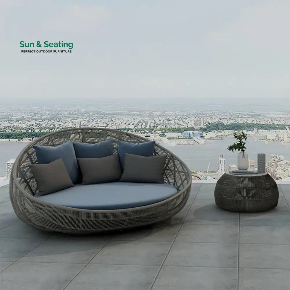 Perales Outdoor Poolside Sunbed With Cushion Daybed (GREY) Sunbed