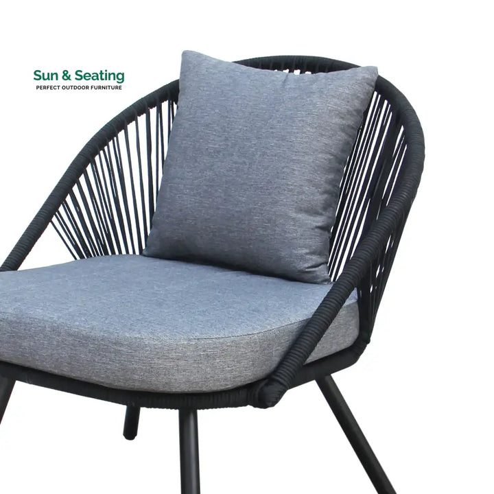 Peraza Outdoor Patio Seating Set 2 Chairs and 1 Table Set (Black) Braided And Rope Coffee Table Sets