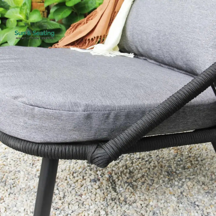 Peraza Outdoor Patio Seating Set 2 Chairs and 1 Table Set (Black) Braided And Rope Coffee Table Sets