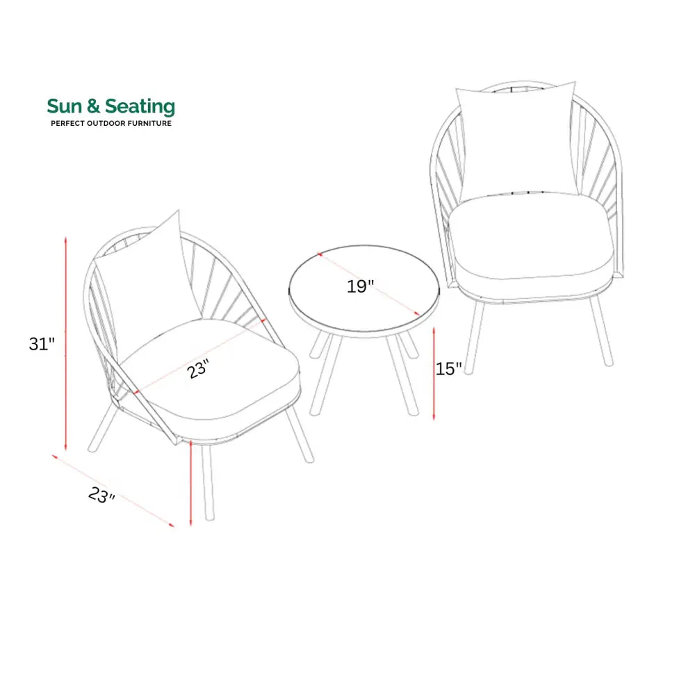 Peraza Outdoor Patio Seating Set 2 Chairs and 1 Table Set (Black) Braided And Rope Coffee Table Sets