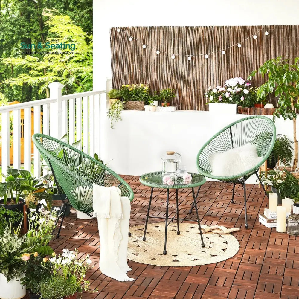 Perch Outdoor Patio Seating Set 2 Chairs and 1 Table Set (Light Green) Coffee Table Sets