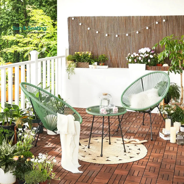 Perch Outdoor Patio Seating Set 2 Chairs and 1 Table Set (Light Green) Coffee Table Sets