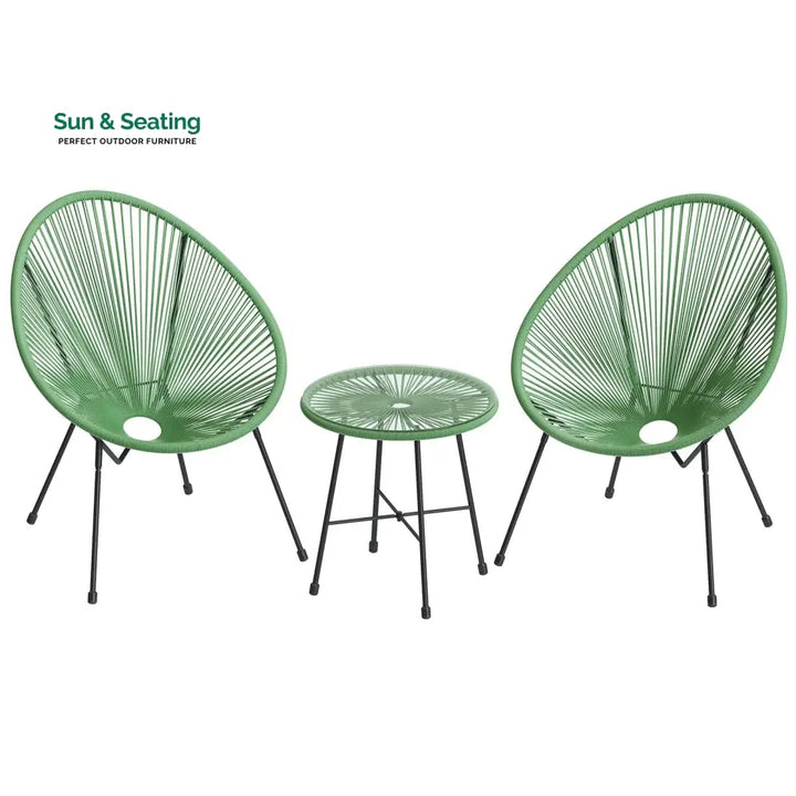 Perch Outdoor Patio Seating Set 2 Chairs and 1 Table Set (Light Green) Coffee Table Sets