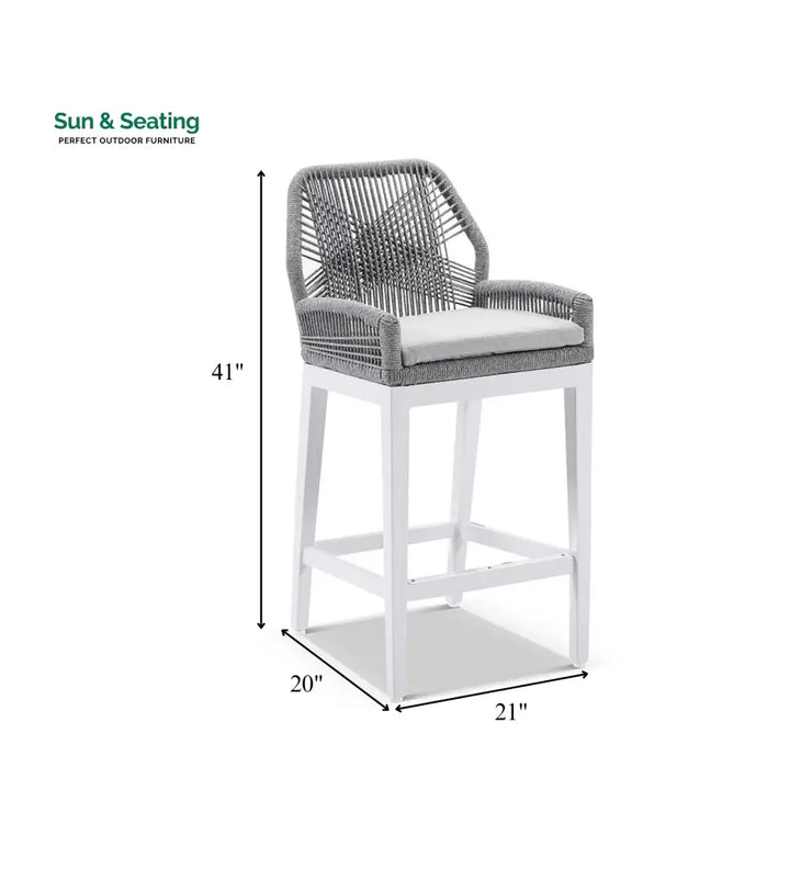 Perla Outdoor Patio Bar Sets 4 Chairs and 1 Table Braided &amp; Rope Bar Sets