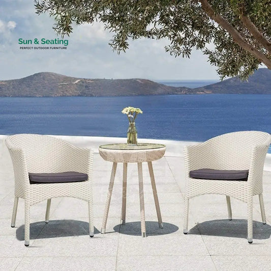 Perlita Outdoor Patio Seating Set 2 Chairs and 1 Table Set White Coffee Table Sets
