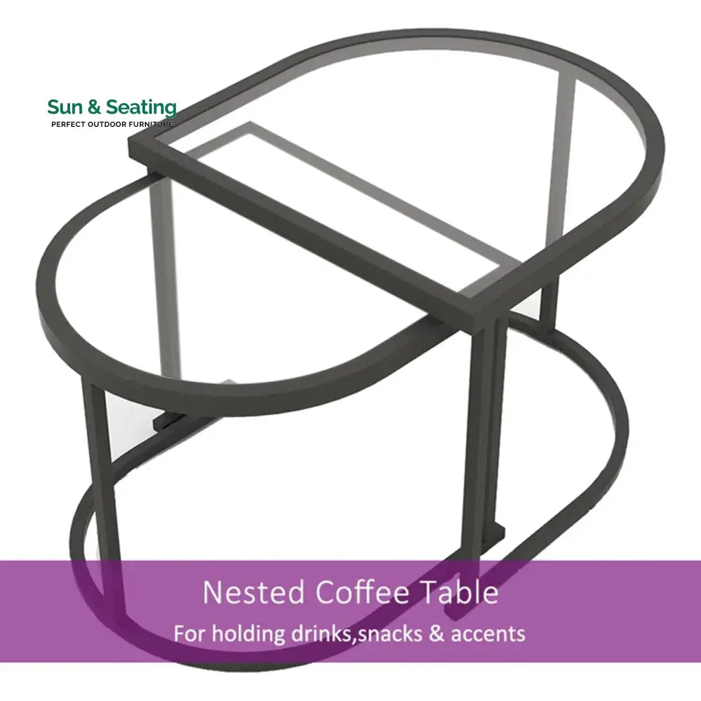 Perpetua Outdoor Sofa Set 2 Seater 2 Single seater and 1 Center Table (Black) Sofa Sets