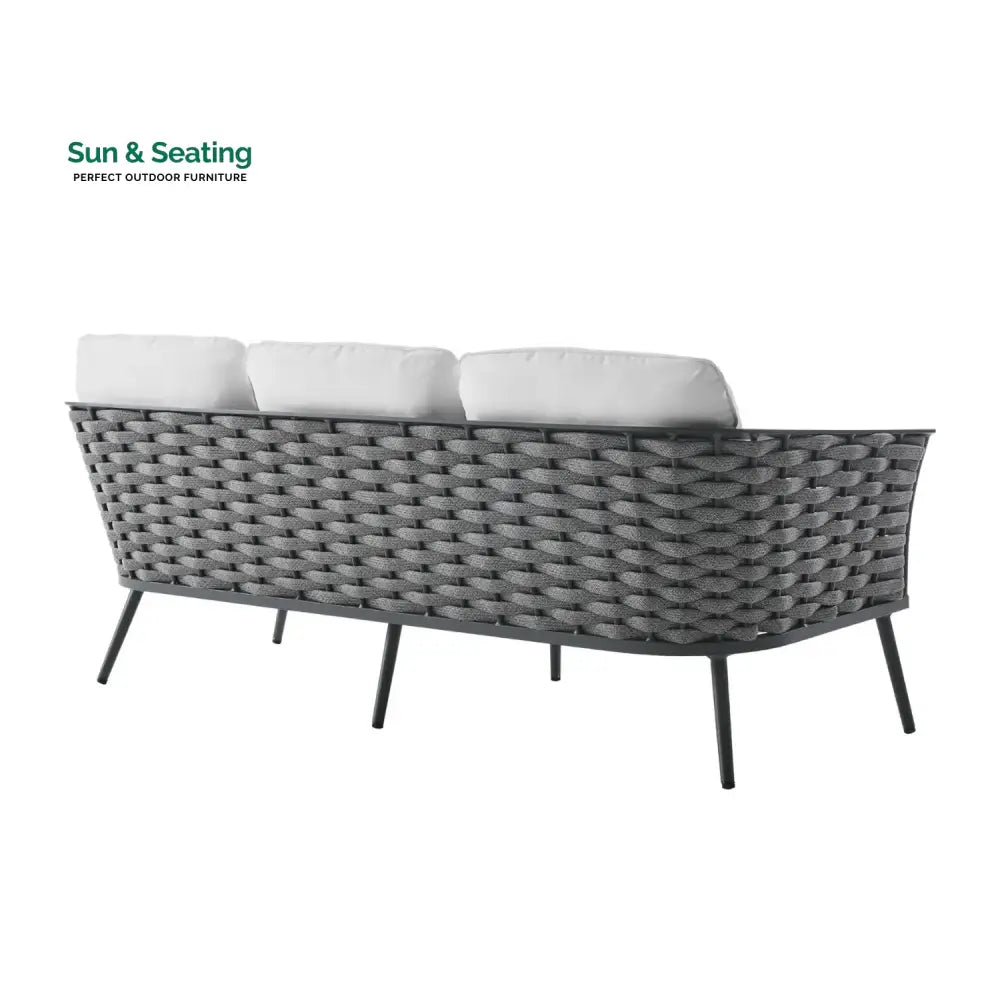 Persephone 4 Piece Outdoor Rope Sofa Set with Wooden Top Table Sofa Set