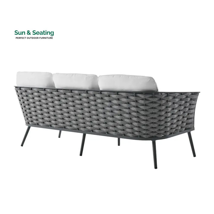 Persephone 4 Piece Outdoor Rope Sofa Set with Wooden Top Table Sofa Set