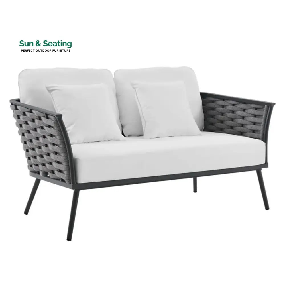 Persephone 4 Piece Outdoor Rope Sofa Set with Wooden Top Table Sofa Set