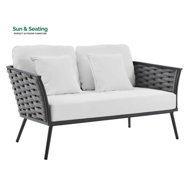 Persephone 4 Piece Outdoor Rope Sofa Set with Wooden Top Table Sofa Set