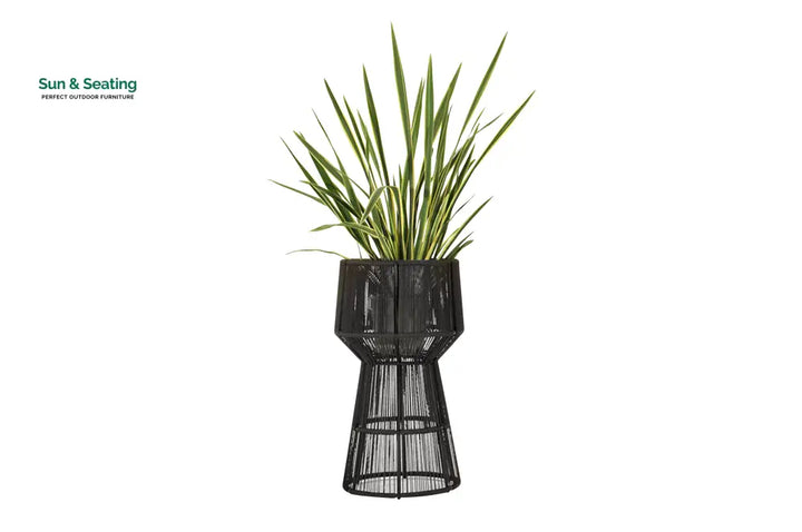 Petit Outdoor Planter For Garden Balcony Braided &amp; Rope Black Planter