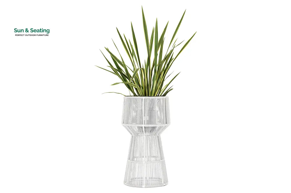 Petit Outdoor Planter For Garden Balcony Braided & Rope White Planter
