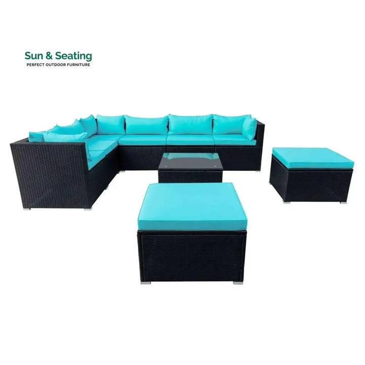 Petra 5-Piece Outdoor Wicker Furniture Set Modern Outdoor L-Shaped Sofa Set