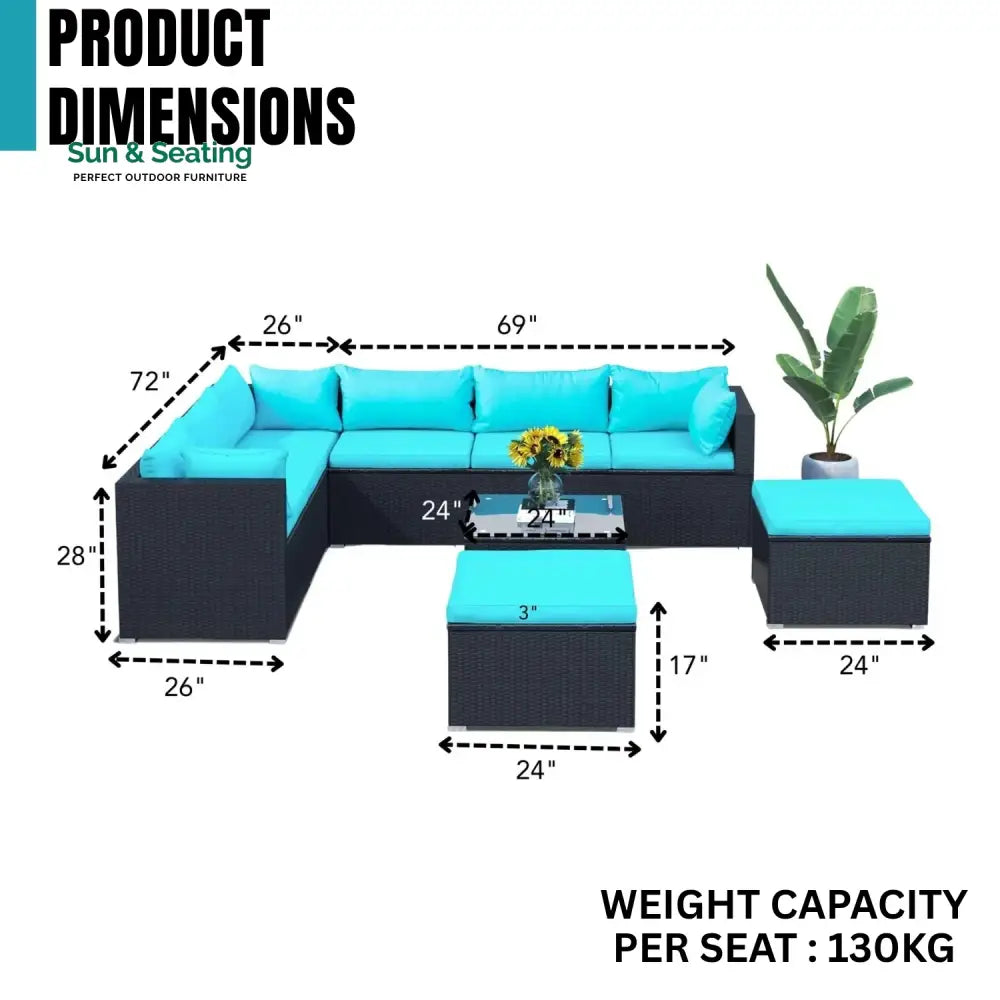 Petra 5-Piece Outdoor Wicker Furniture Set Modern Outdoor L-Shaped Sofa Set