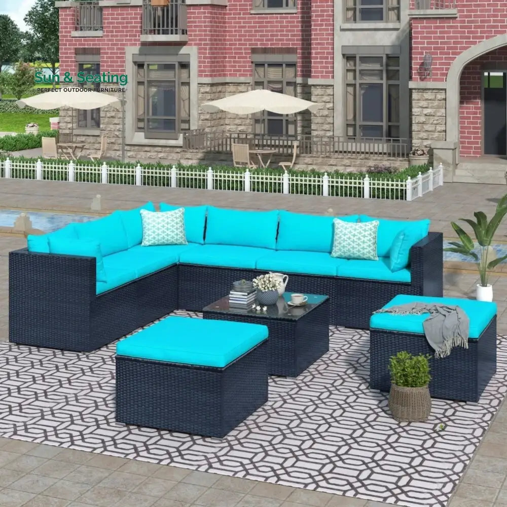 Petra 5-Piece Outdoor Wicker Furniture Set Modern Outdoor L-Shaped Sofa Set