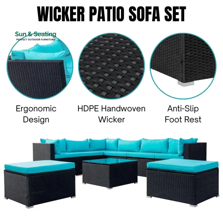 Petra 5-Piece Outdoor Wicker Furniture Set Modern Outdoor L-Shaped Sofa Set