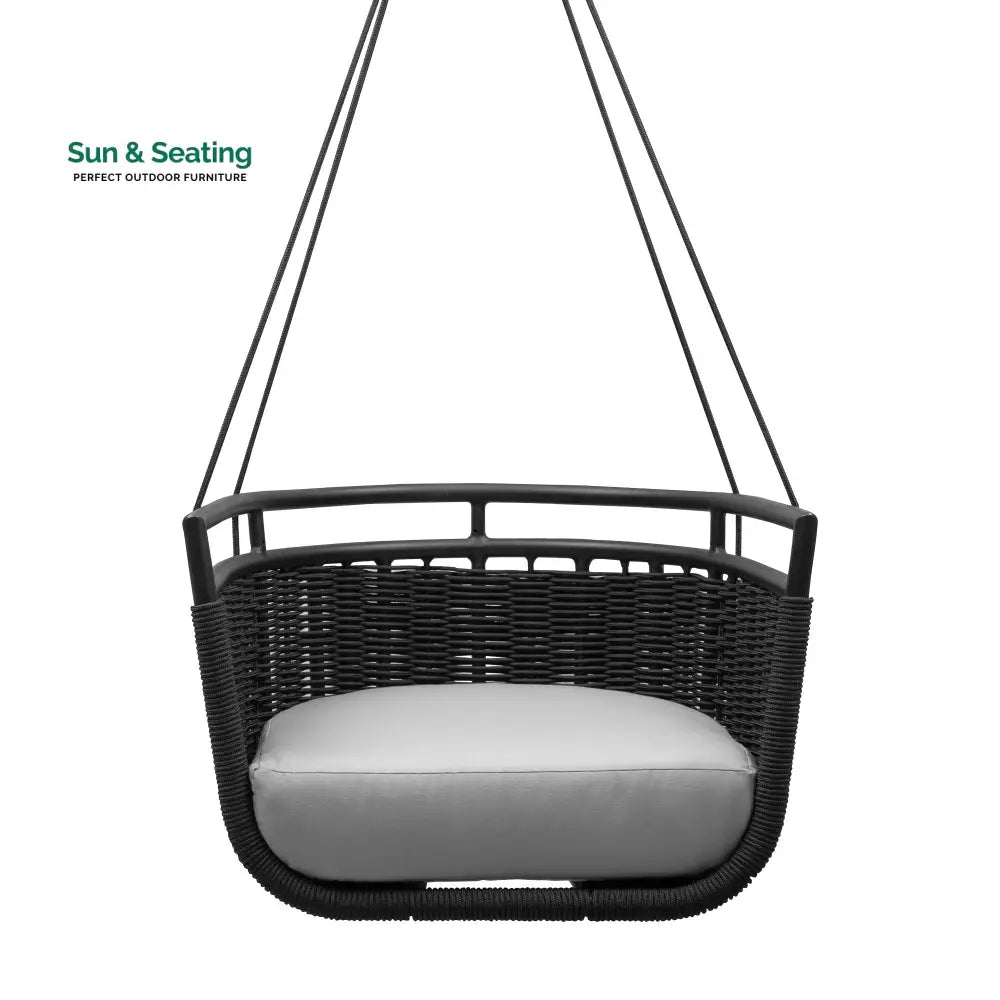 Petra Single Seater Hanging Swing Without Stand For Balcony Garden Swing (Black) Swings