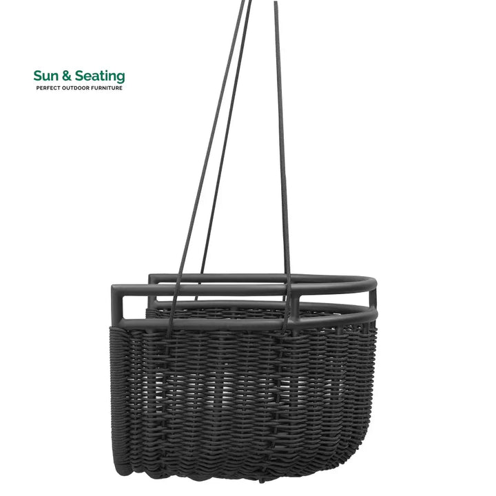 Petra Single Seater Hanging Swing Without Stand For Balcony Garden Swing (Black) Swings