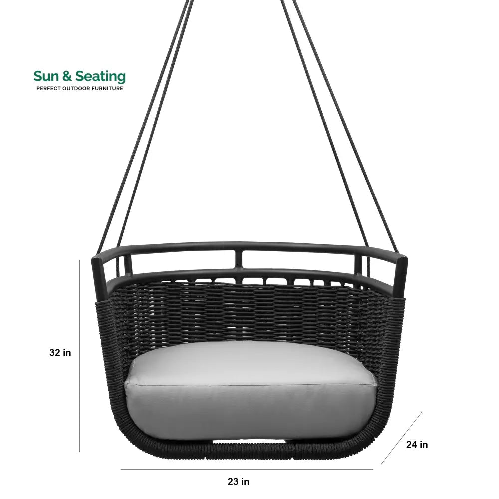 Petra Single Seater Hanging Swing Without Stand For Balcony Garden Swing (Black) Swings