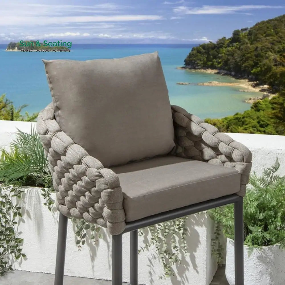 Philip Outdoor Patio Bar Set 6 Chairs and 1 Table Set Braided & Rope Bar Sets