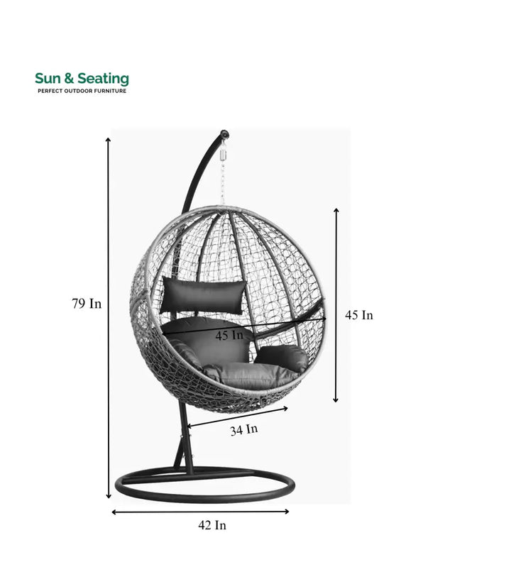 Piccio Single Seater Hanging Swing With Stand For Balcony Garden Swing (White) Swings