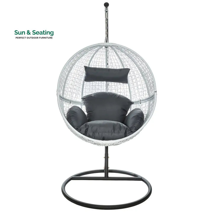 Piccio Single Seater Hanging Swing With Stand For Balcony Garden Swing (White) Swings