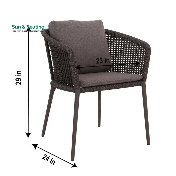 Pico Outdoor Patio Seating Set 2 Chairs and 1 Table Set (Black) Braided &amp; Rope Coffee Table Sets