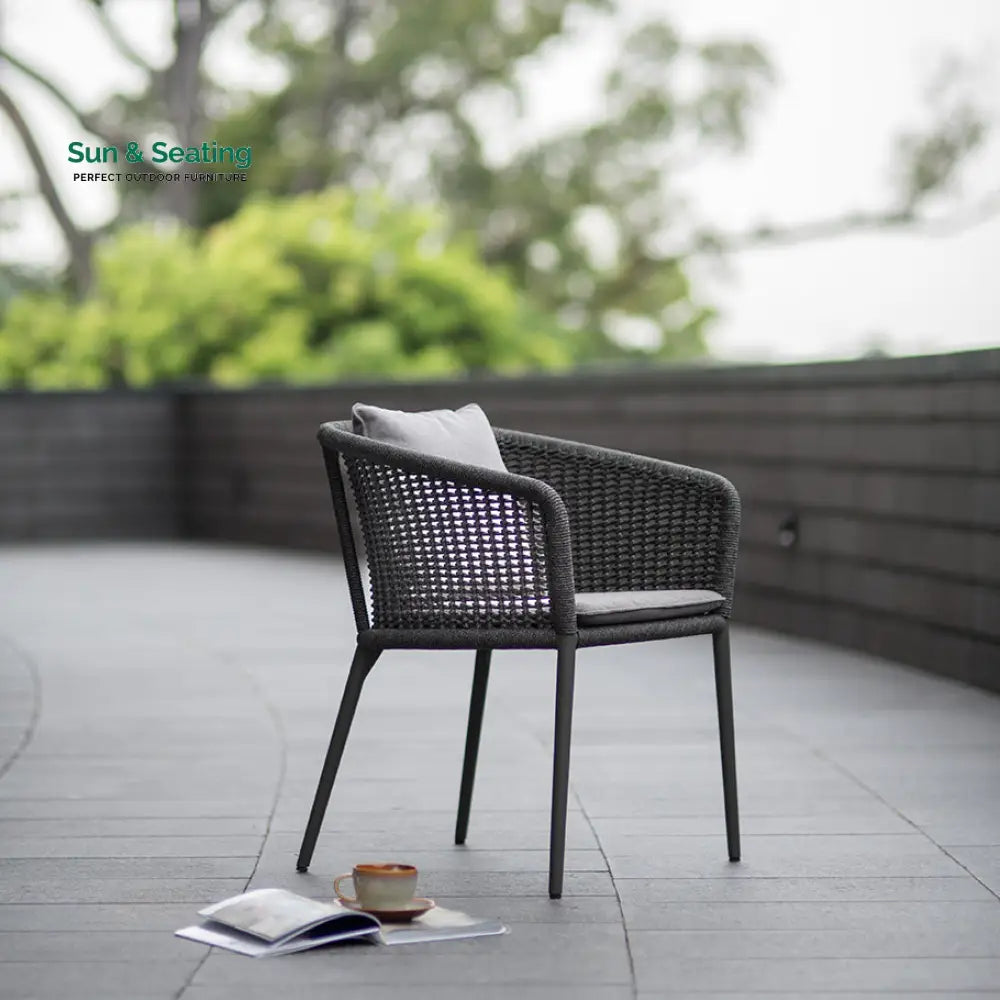 Pico Outdoor Patio Seating Set 2 Chairs and 1 Table Set (Black) Braided &amp; Rope Coffee Table Sets
