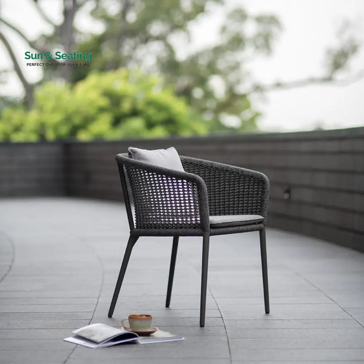 Pico Outdoor Patio Seating Set 2 Chairs and 1 Table Set (Black) Braided &amp; Rope Coffee Table Sets