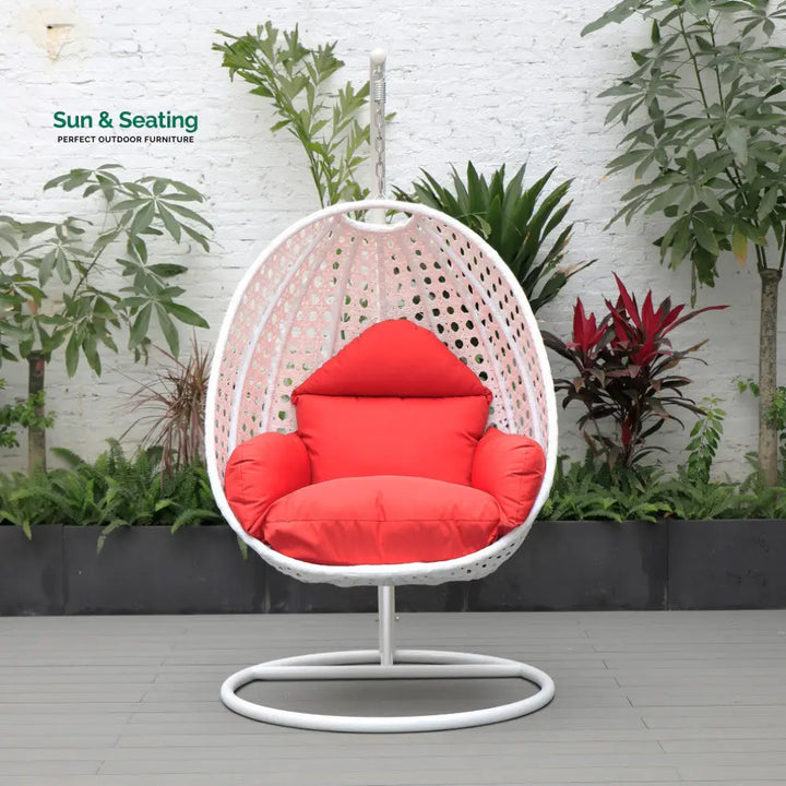 Pico Single Seater Hanging Swing With Stand For Balcony Garden (White) Red Swings