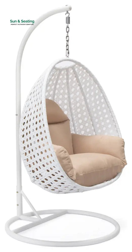 Pico Single Seater Hanging Swing With Stand For Balcony Garden (White) Swings