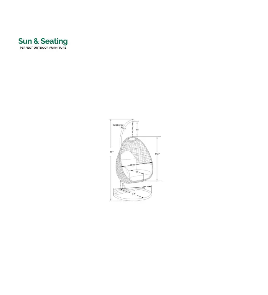 Pico Single Seater Hanging Swing With Stand For Balcony Garden (White) Swings