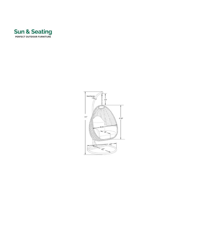 Pico Single Seater Hanging Swing With Stand For Balcony Garden (White) Swings