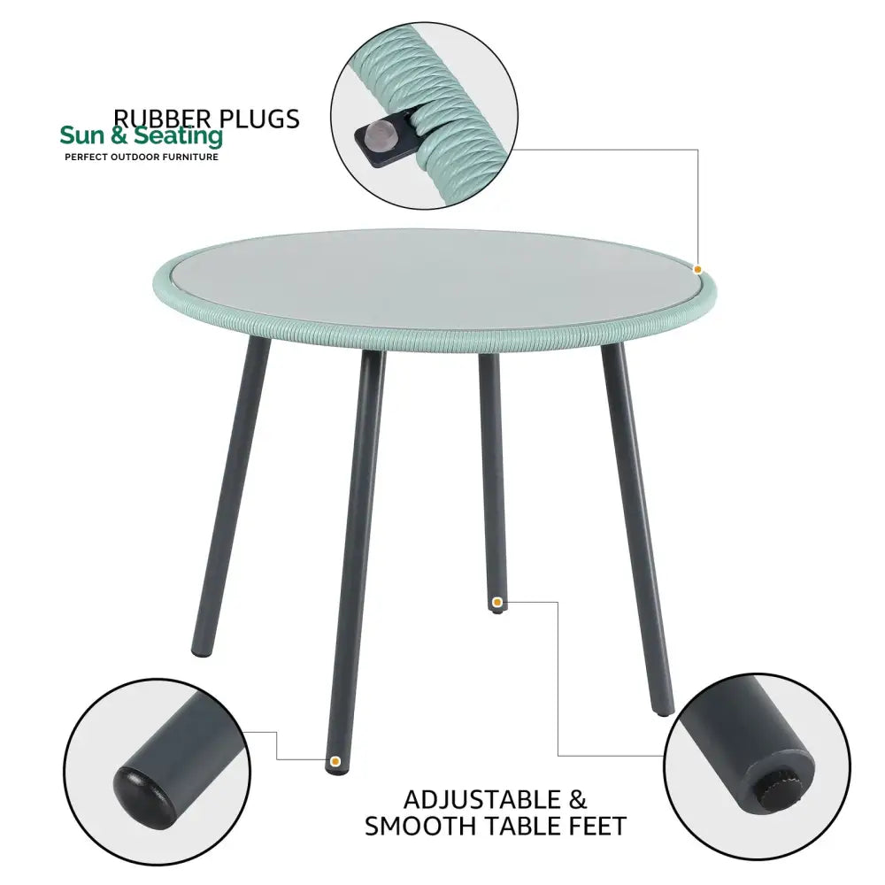 Piel Outdoor Patio Seating Set 4 Chairs and 1 Table Set (Turquoise) Coffee Table Sets