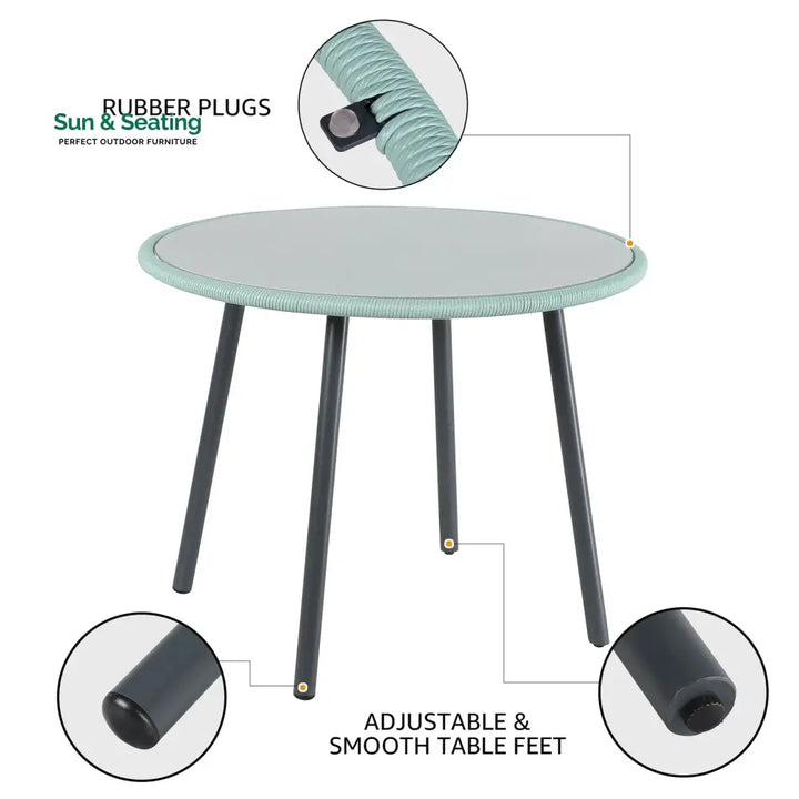 Piel Outdoor Patio Seating Set 4 Chairs and 1 Table Set (Turquoise) Coffee Table Sets