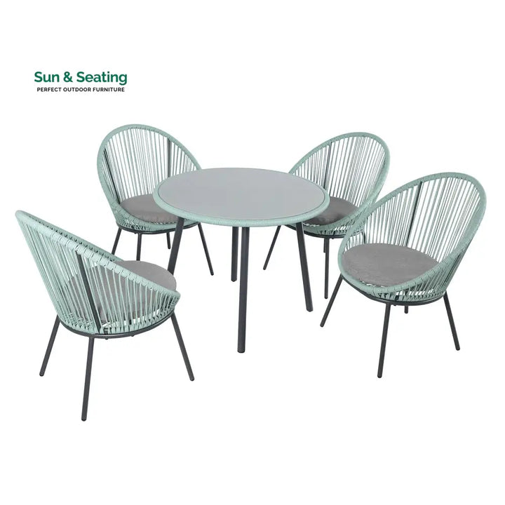 Piel Outdoor Patio Seating Set 4 Chairs and 1 Table Set (Turquoise) Coffee Table Sets