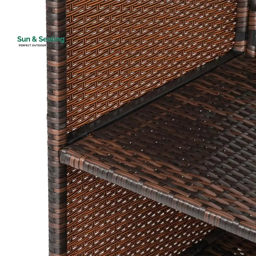 Pilar Outdoor Rattan Wicker Bar Table With Storage Selves Bar Table