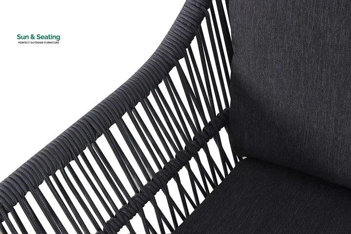 Pillar Outdoor Patio Seating Set 2 Chairs and 1 Table Set (Dark Grey) Braided &amp; Rope Coffee Table Sets