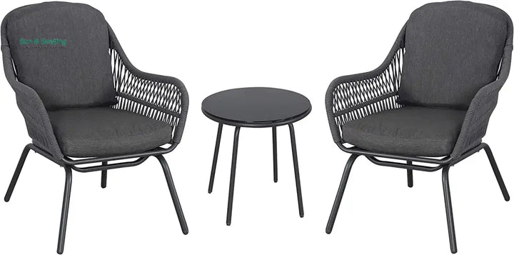 Pillar Outdoor Patio Seating Set 2 Chairs and 1 Table Set (Dark Grey) Braided &amp; Rope Coffee Table Sets