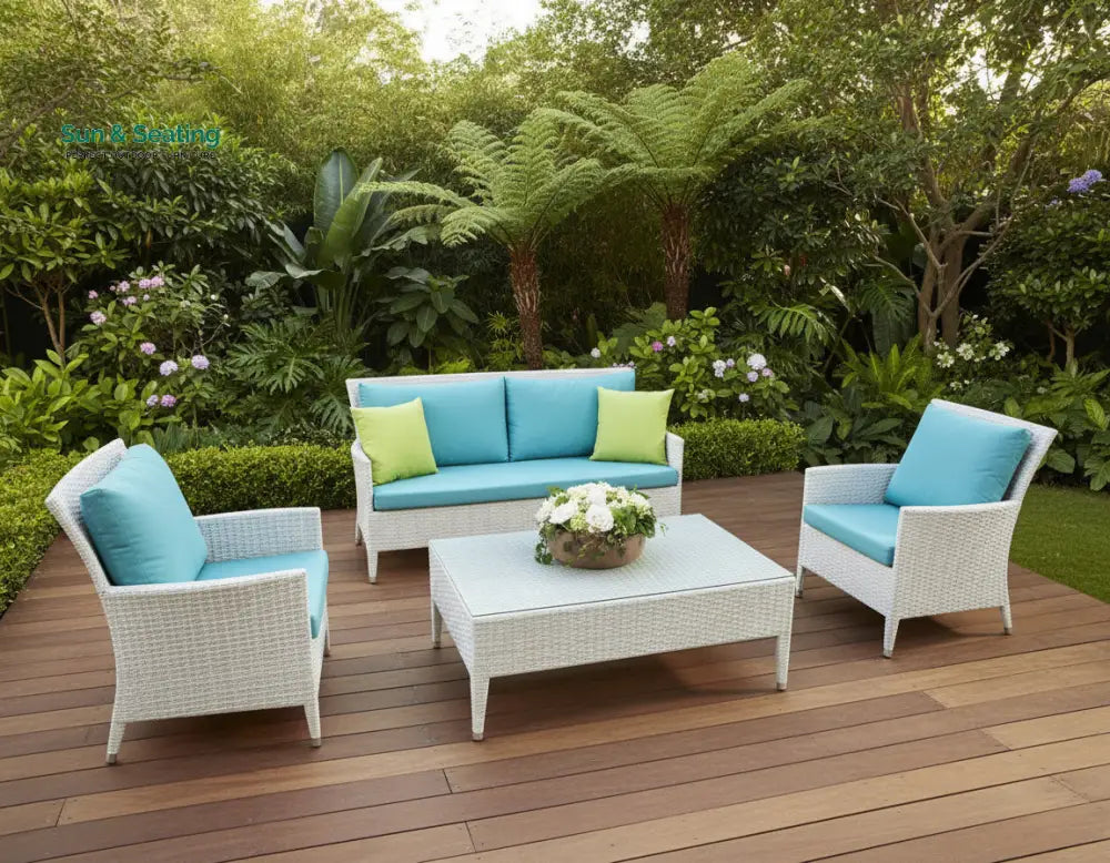 Pio Outdoor Sofa Set 2 Seater 2 Single seater and 1 Center Table (White) Sofa Sets