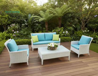 Pio Outdoor Sofa Set 2 Seater 2 Single seater and 1 Center Table (White) Sofa Sets