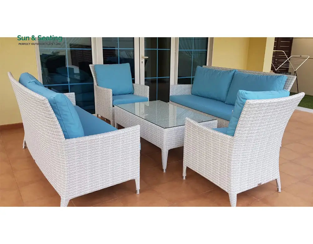 Pio Outdoor Sofa Set 2 Seater 2 Single seater and 1 Center Table (White) Sofa Sets
