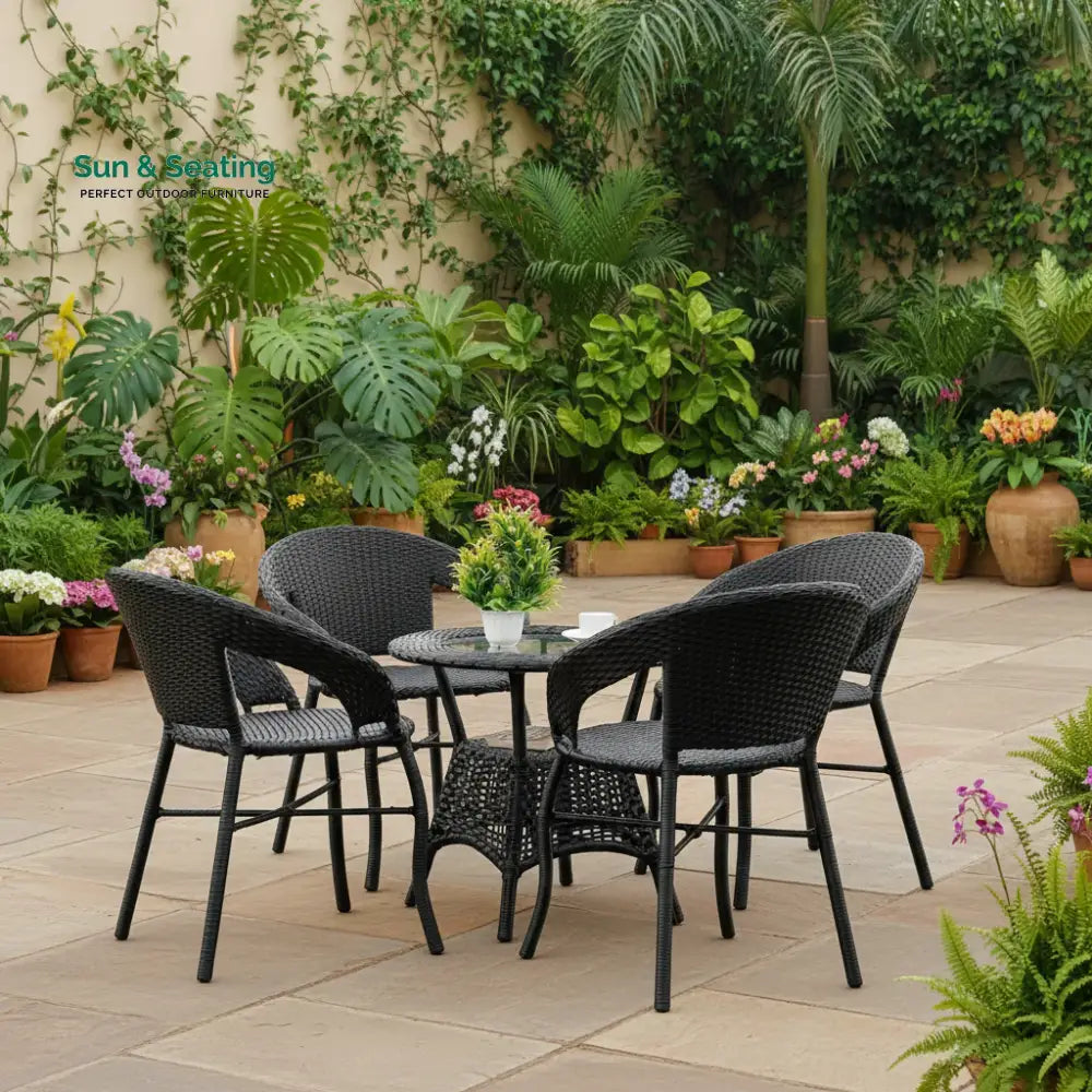 Piper 5-Piece Outdoor Rattan Wicker Patio Bistro Set Patio Set
