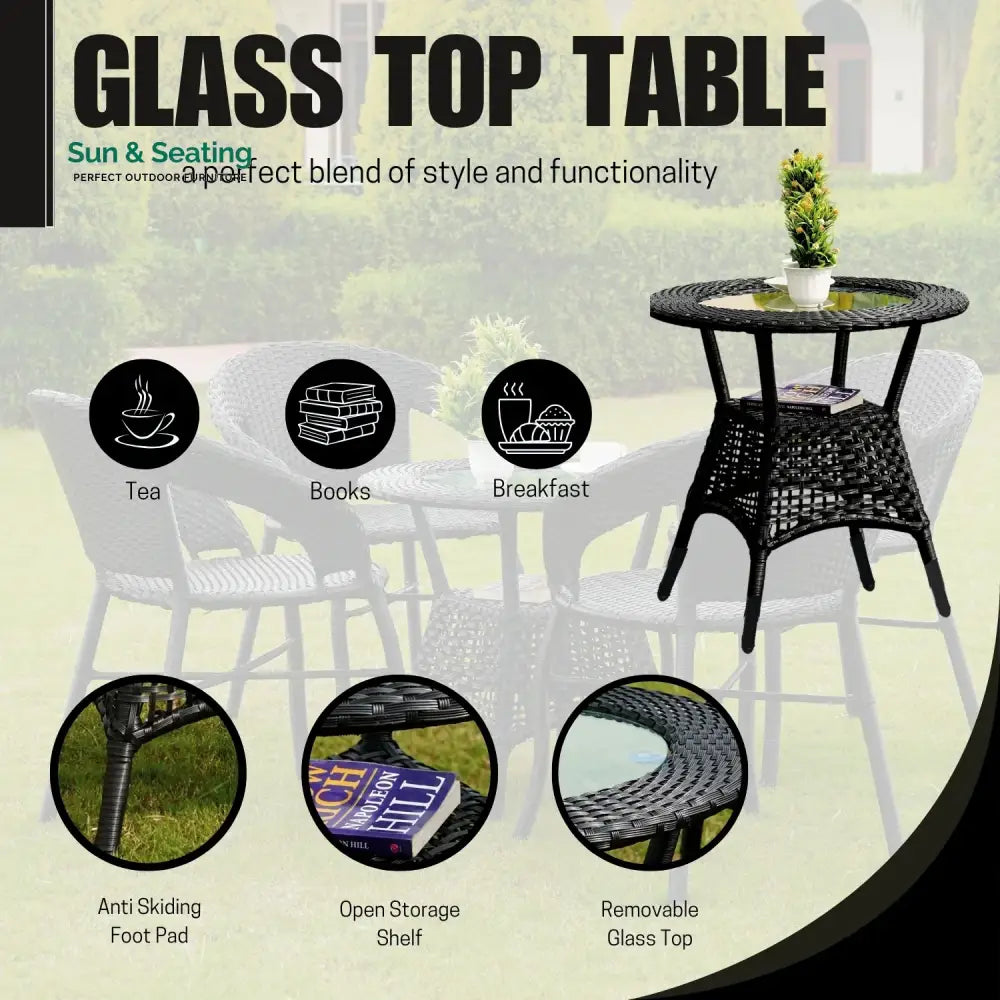 Piper 5-Piece Outdoor Rattan Wicker Patio Bistro Set Patio Set