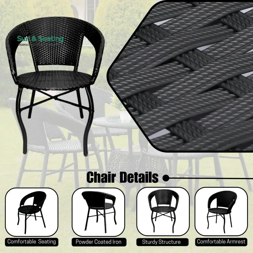 Piper 5-Piece Outdoor Rattan Wicker Patio Bistro Set Patio Set